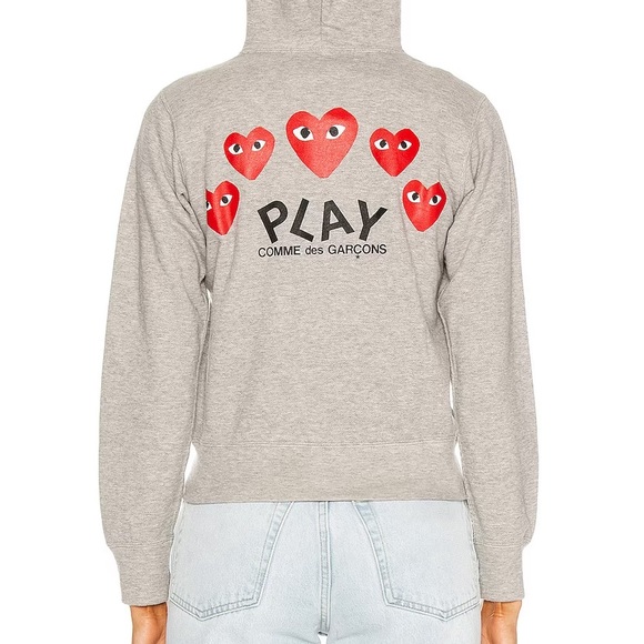 Comme des Garcons PLAY Tops - Comme de Garçons PLAY Full Zip Hoodie in Gray